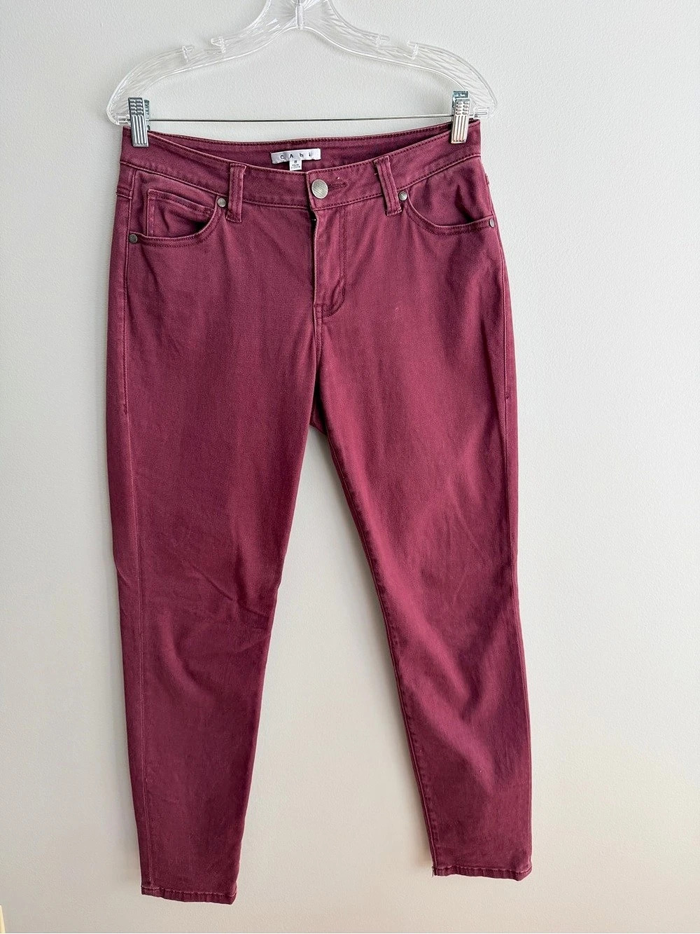 CAbi Skinny Jeans Burgundy colored Waist 8